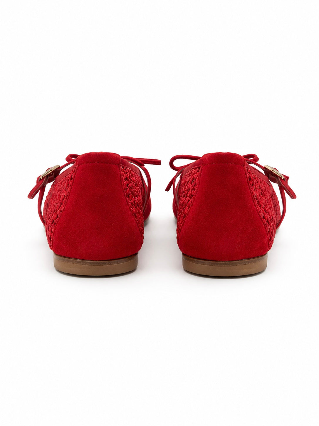 SCARLETT - ballerina in camoscio e rafia con fiocco