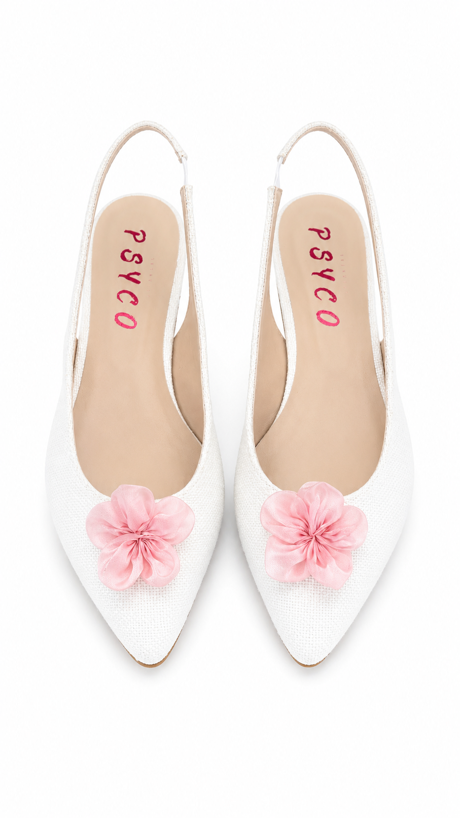 EVA – Slingback in lino con fiore in organza