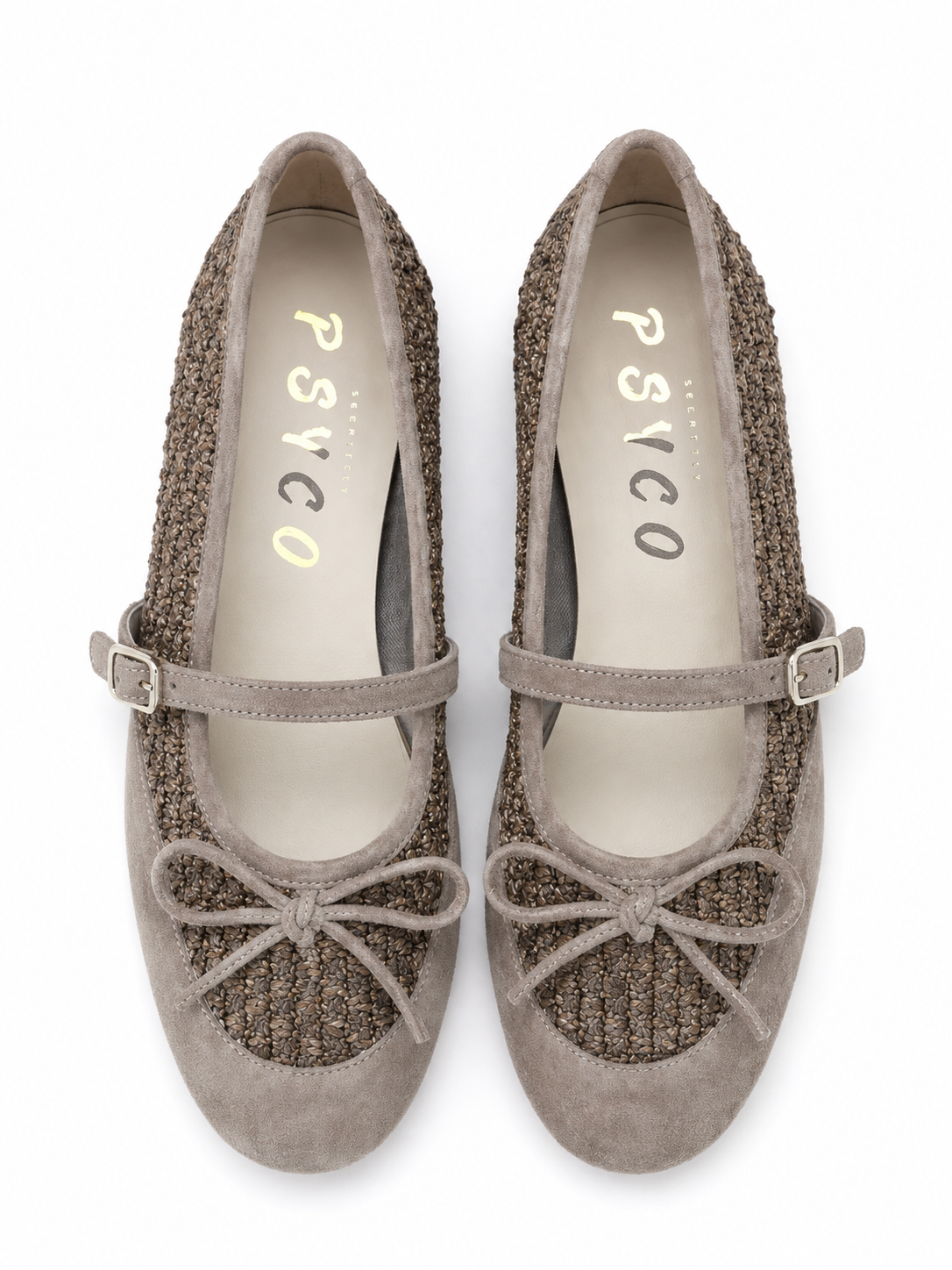 SCARLETT - ballerina in camoscio e rafia con fiocco