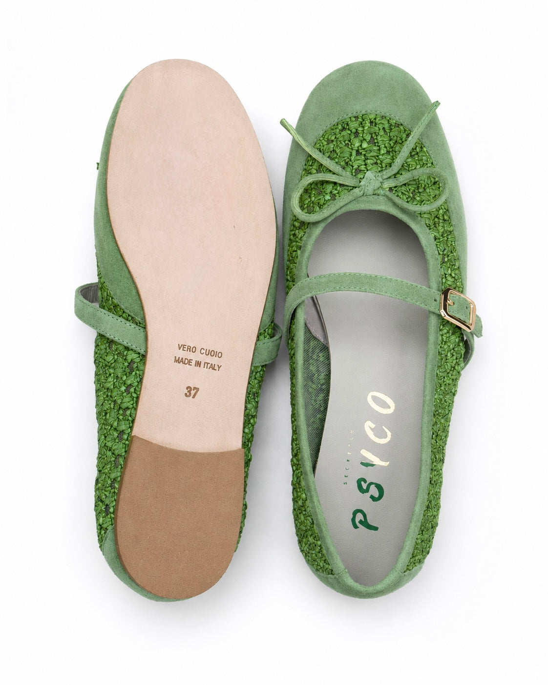 SCARLETT - ballerina in camoscio e rafia con fiocco