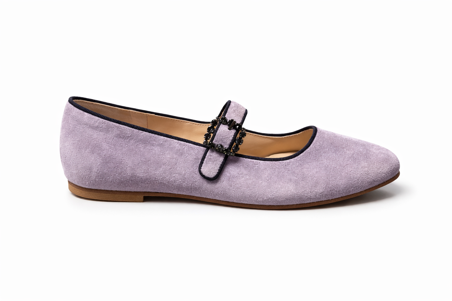 Ballerina in camoscio con fibbia gioiello – Pezzo Unico