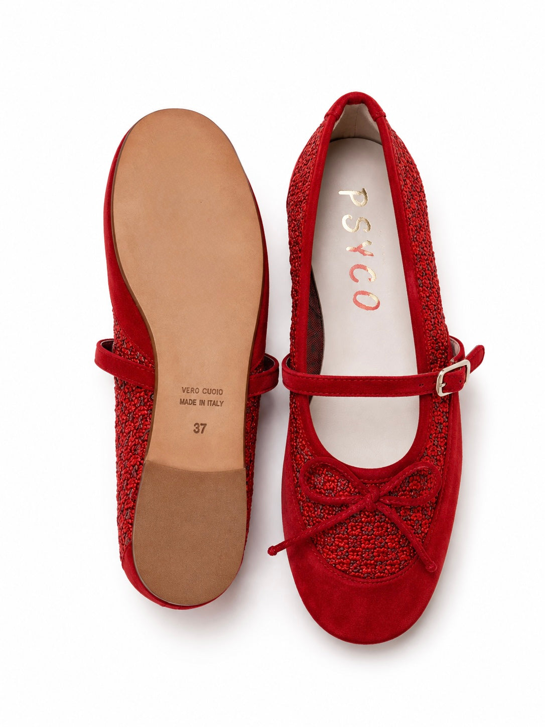 SCARLETT - ballerina in camoscio e rafia con fiocco