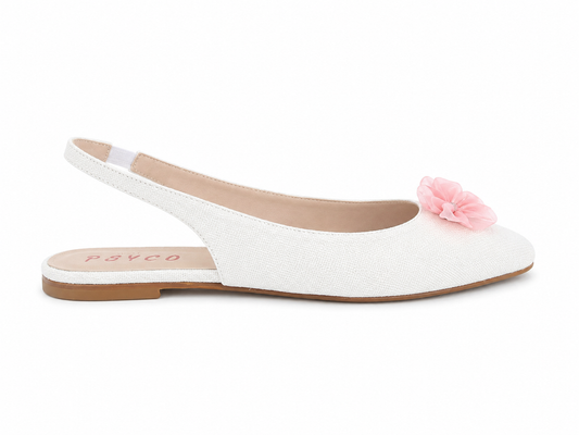 EVA – Slingback in lino con fiore in organza