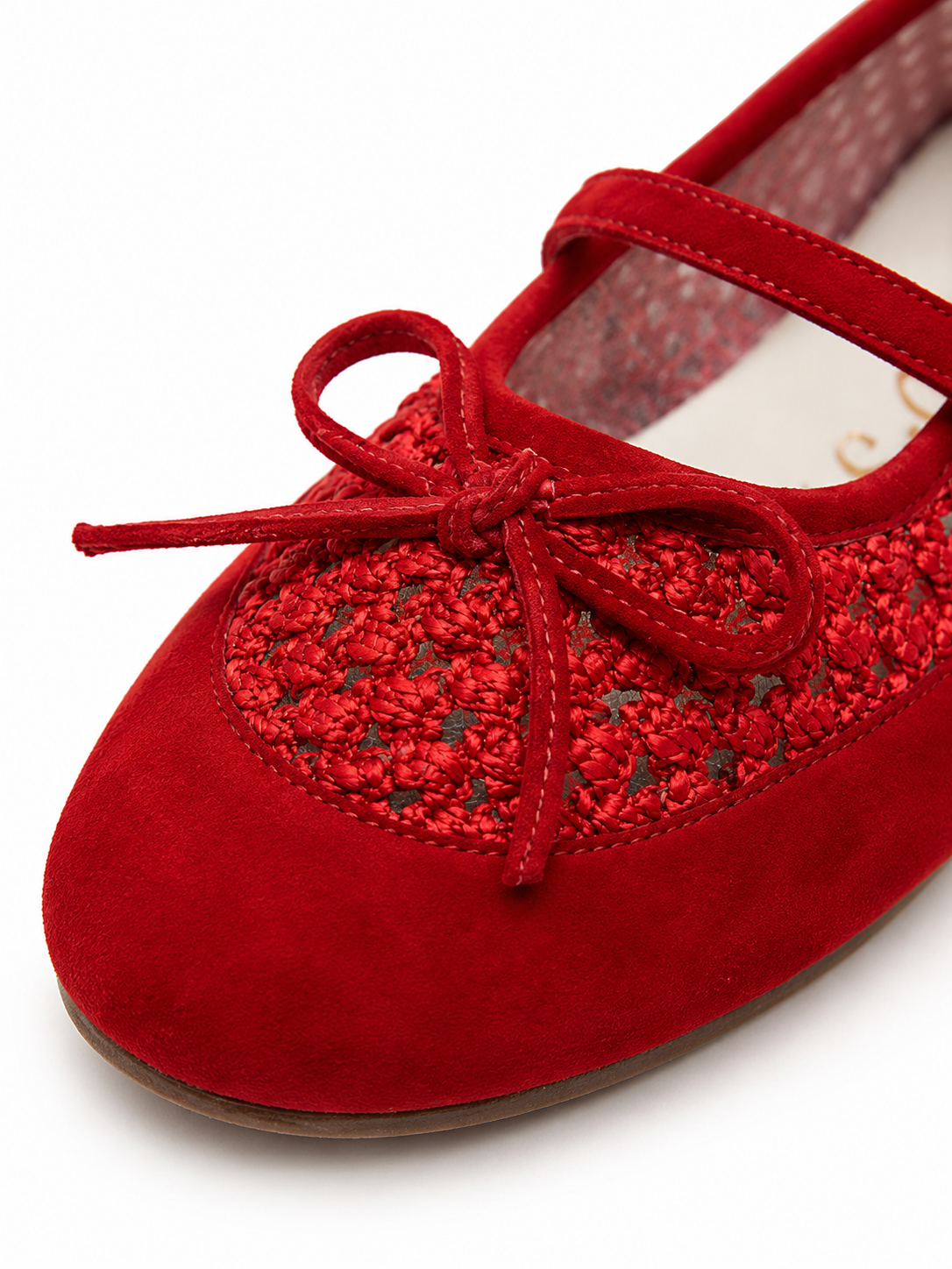 SCARLETT - ballerina in camoscio e rafia con fiocco