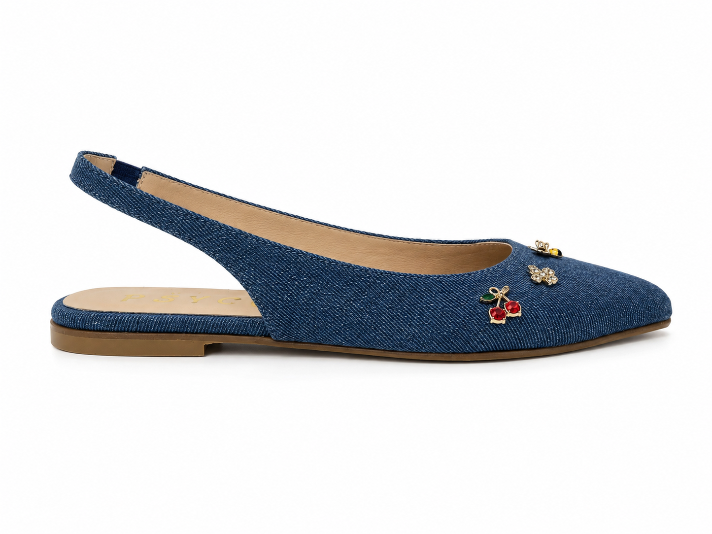 MAYA – Slingback in denim con charms