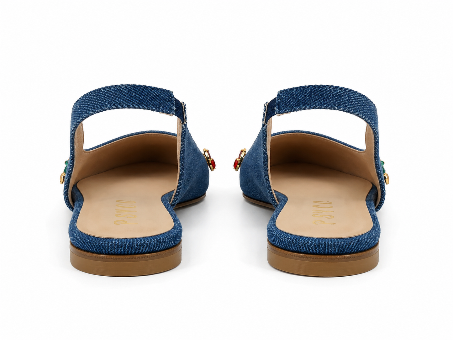 MAYA – Slingback in denim con charms