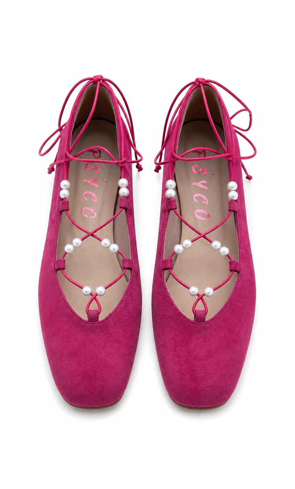 IRIS – Ballerina in camoscio con lacci e perline