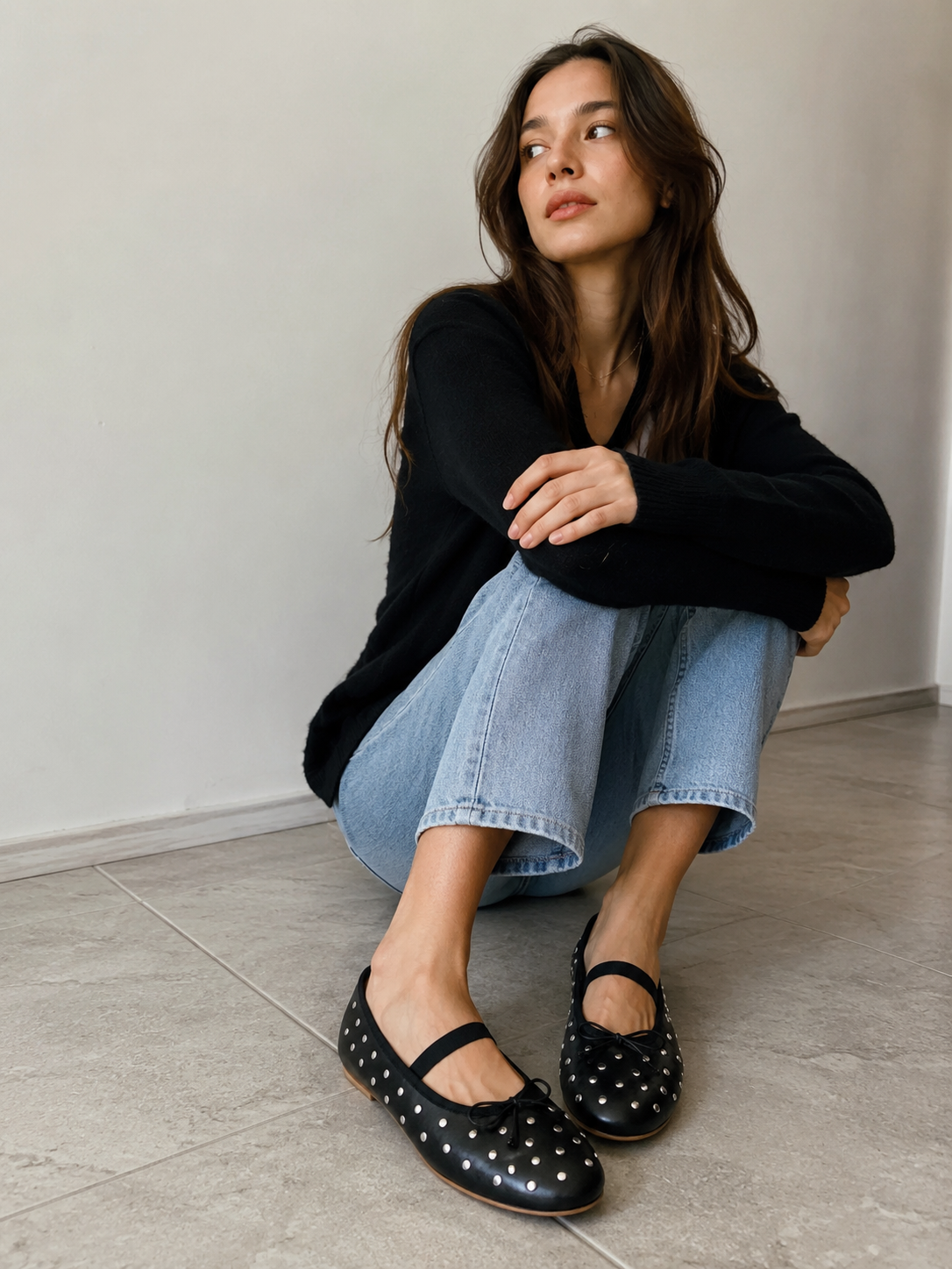 NOA – Ballerina in pelle con borchie