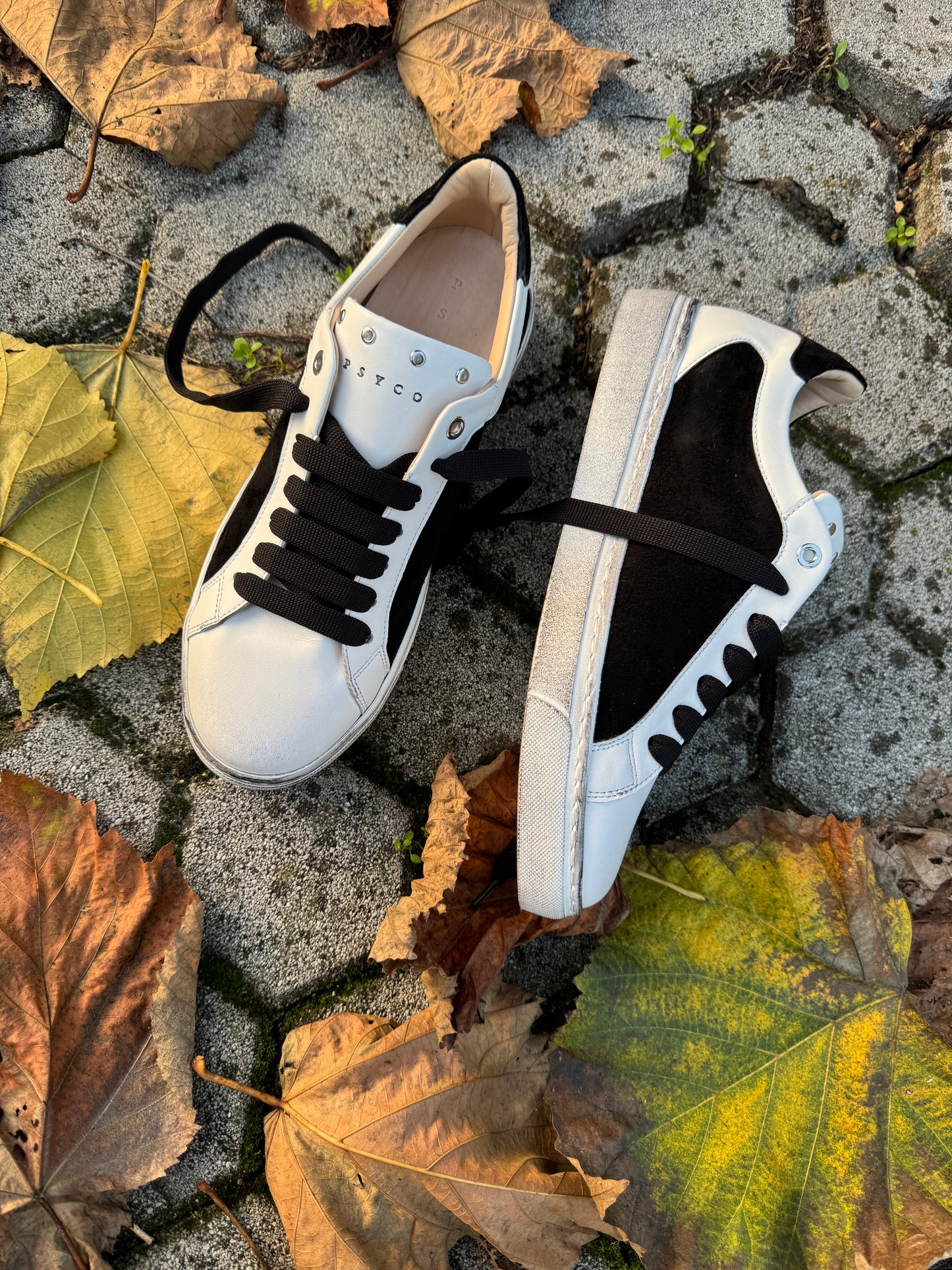 SNEAKERS EFFETTO VINTAGE NAPPA E CAMOSCIO